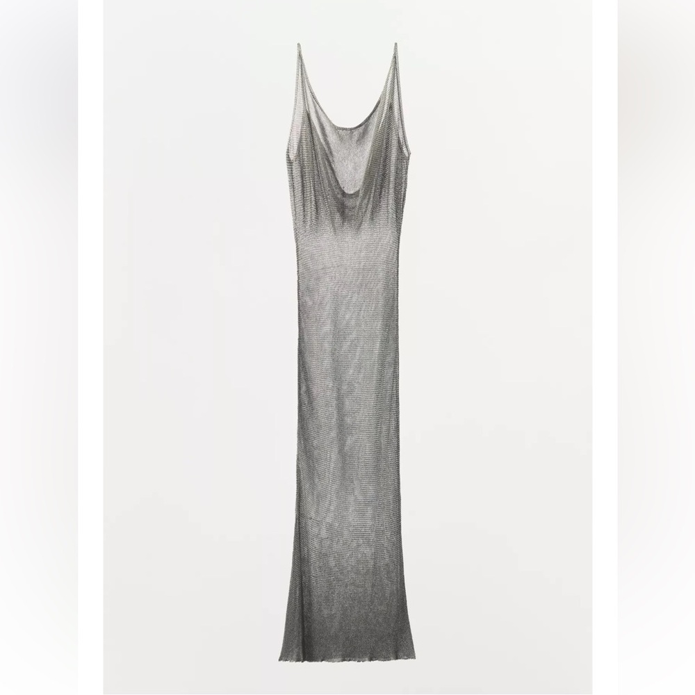 ZARA METALLIC THREAD MESH DRESS LIMITED EDITION - Picture 7 of 12